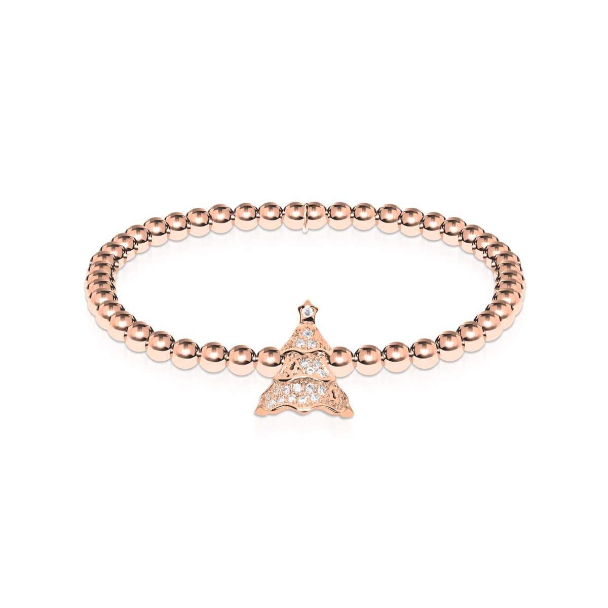 À feuilles persistantes | Or rose 18 carats | Arbre de vacances en cristal